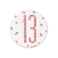 Glitz Rose Gold Birthday Badge No. 13 7.6cm