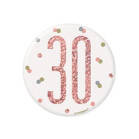 Glitz Rose Gold Birthday Badge No. 30 7.6cm  