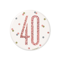 Glitz Rose Gold Birthday Badge No. 40 7.6cm
