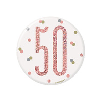 Glitz Rose Gold Birthday Badge No. 50 7.6cm 