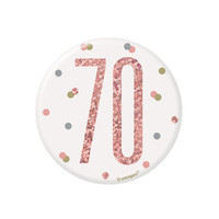 Glitz Rose Gold Birthday Badge No. 70 7.6cm 