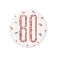 Glitz Rose Gold Birthday Badge No. 80 7.6cm 