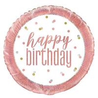 45cm Rose Gold Foil Balloon packaged -Happy Birthday