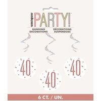 Rose Gold 6 Hanging Swirls - 40