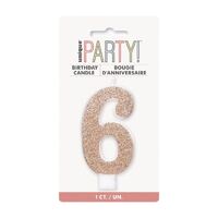 Number Candle 6 - Rose Gold