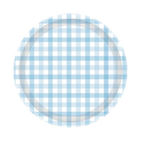 Gingham Paper Plate Pastel Blue FSC NPC 23cm 8 Pack