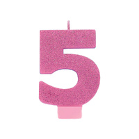 Candle Number Glitter Pink #5