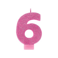 Candle Number Glitter Pink #6