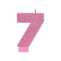 Candle Number Glitter Pink #7