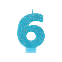 Candle Number Glitter Blue #6