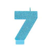Candle Number Glitter Blue #7