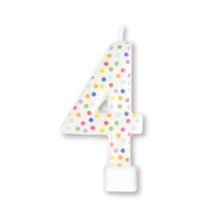 Candle Number 4 Moulded Rainbow Dots