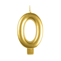 Candle Number 0 Moulded Gold