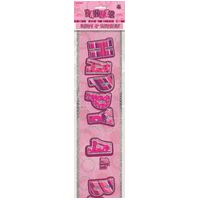 Glitz Pink 4 Foil Banner 12ft