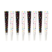 Confetti Print Horns - Black & White 6 Pack