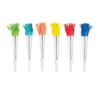 Foil Horns With Fringe 6 Pack