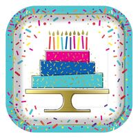 Dots Cupcake Foil Stamped Square Paper Plates 23 cm 8 Pack