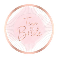 Team Bride Round Paper Plates 23cm 8 Pack