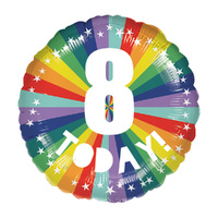 45cm Standard Rainbow Number 8 Today Foil Balloon