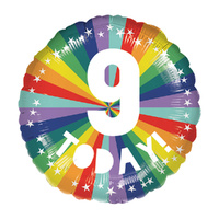 45cm Standard Rainbow Number 9 Today Foil Balloon