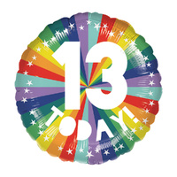 45cm Standard Rainbow Number 13 Today Foil Balloon