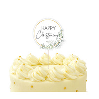 Botanical Celebration Happy Christening Cake Topper Pick