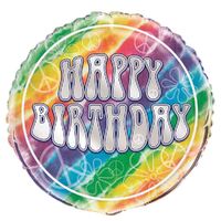 45cm Tie Dye Birthday  Foil Balloon Packaged