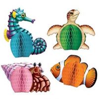 Mini Sea Creatures Honeycomb Centrepieces 4 Pack