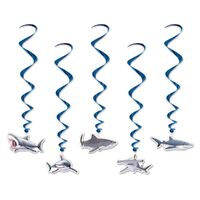 Sharks Hanging Decoration Whirls 5 Pack