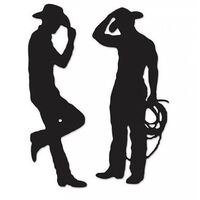 Western Cowboys Black Silhouettes Cutouts 2 Pack