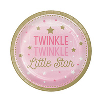 One Little Star Girl Dinner Plates Twinkle Twinkle Little Star Paper 22cm 8 Pack