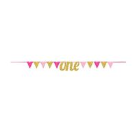 Banner Pennant one Gold & Pink Glittered