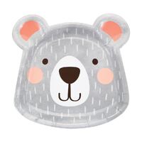 1st Birthday Bear Dinner Shaped Plates Paper 22cm 8 Pack