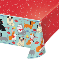 Dog Party Tablecover Plastic All Over Print 137cm x 259cm