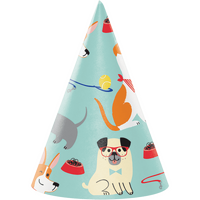 Dog Party Cone Shaped Party Hats 8 Pack