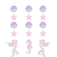 Mermaid Shine Iridescent Hanging String Cutouts 57cm 3 Pack