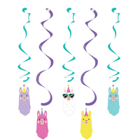 Llama Party Dizzy Danglers Hanging Swirls 5 Pack