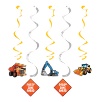 Big Dig Construction Dizzy Danglers Hanging Swirls 5 Pack