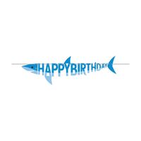 Shark Party Shaped Ribbon Banner Happy Birthday 33cm x 1.39m