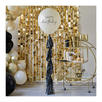 Champagne Noir Happy Birthday Balloon with Black Tassel Tail