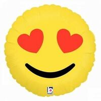 45cm Emoji Face Love Heart Eyes Foil Balloon Packaged