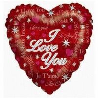 45cm Sparkling Love Holographic Foil Balloon Packaged