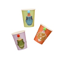 Party Dinosaurs Pom Pom Paper Cups 250ml 6 Pack