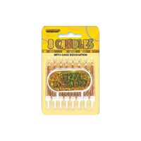 Glitz Candles With Happy Birthday Decoration - Gold 8 Pack
