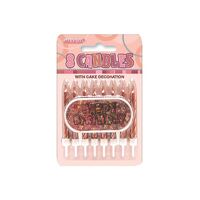 Glitz Candles With Happy Birthday Decoration- Rose Gold 8 Pack