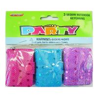 3 Sequin Notebook Keychains