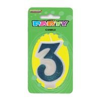 Number Candle 3 - Blue