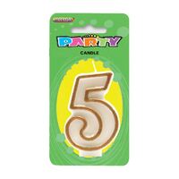 Number Candle 5 - Gold