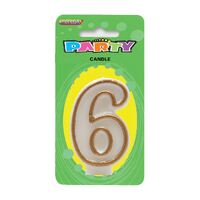 Number Candle 6 - Gold