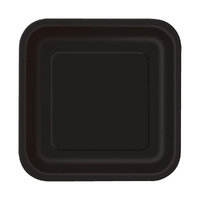Midnight Black Square Paper Plates 23cm 8 Pack